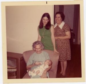 Angela as a baby, her mother, grandmother and great grandmother